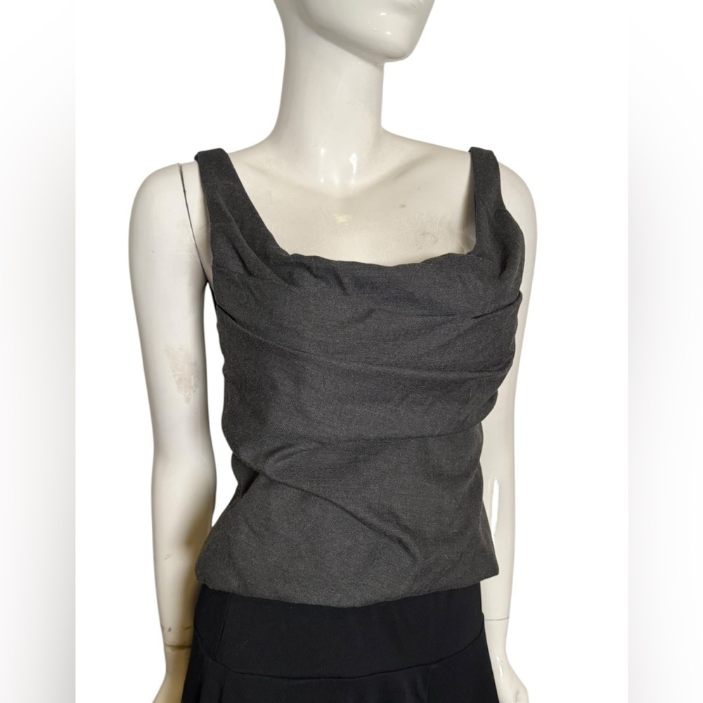 Zara twill dark gray Ruched boned corset Tank Top so L runs small office‎ siren